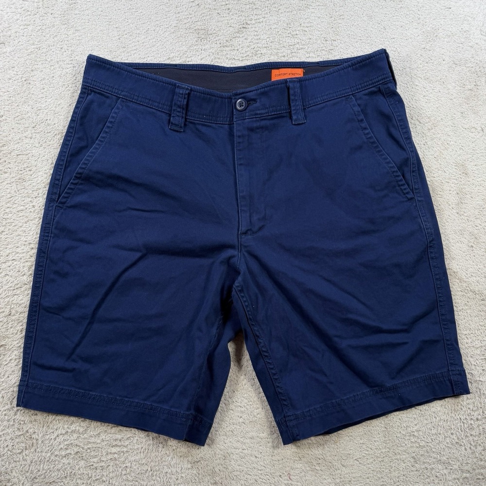 St Johns Bay Shorts Mens 36 Navy Blue Cotton Comfort Stretch Chino Pocket 9"